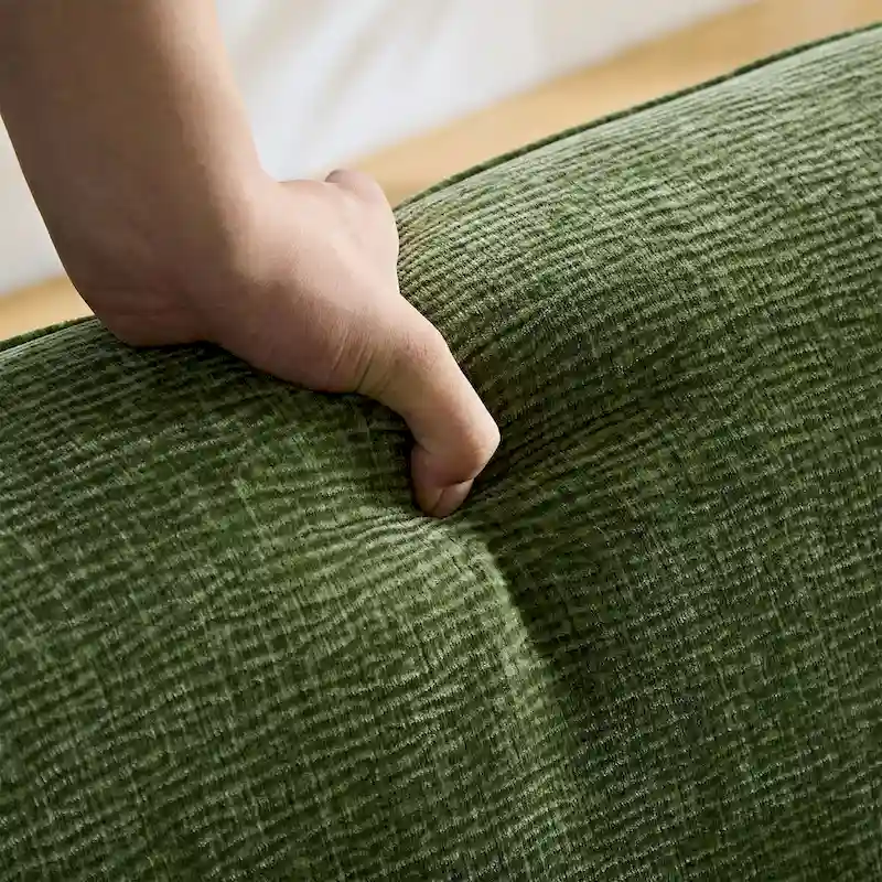 Modern Curved Shaped Sofa Upholstered 4-Seat Fabric Sofa Couch