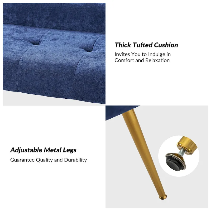 Luis Modern Upholstered Low Back Bench with Sturdy Golden Metal Tapered Leg by HULALA HOME