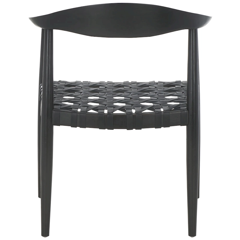 SAFAVIEH Birtie Woven Leather & Solid Wood Accent Chair (Fully Assembled) - W25 x D22 x H22 - 25Wx22Dx22H