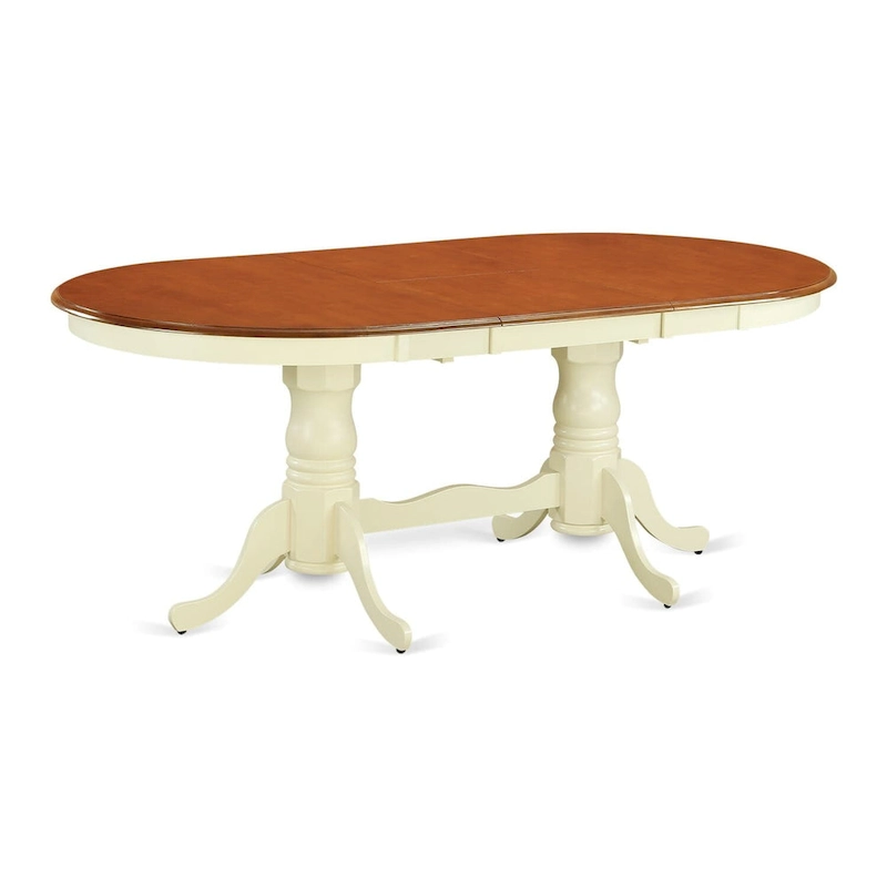 East West Furniture Plainville Kitchen Table - an Oval Dining Table Top & Double Pedestal Base, (Finish Options)