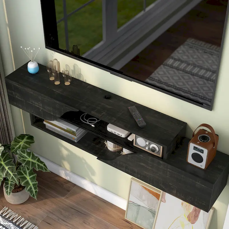 DH BASIC Transitional 59-inch 2-Shelf Floating TV Stand by Denhour