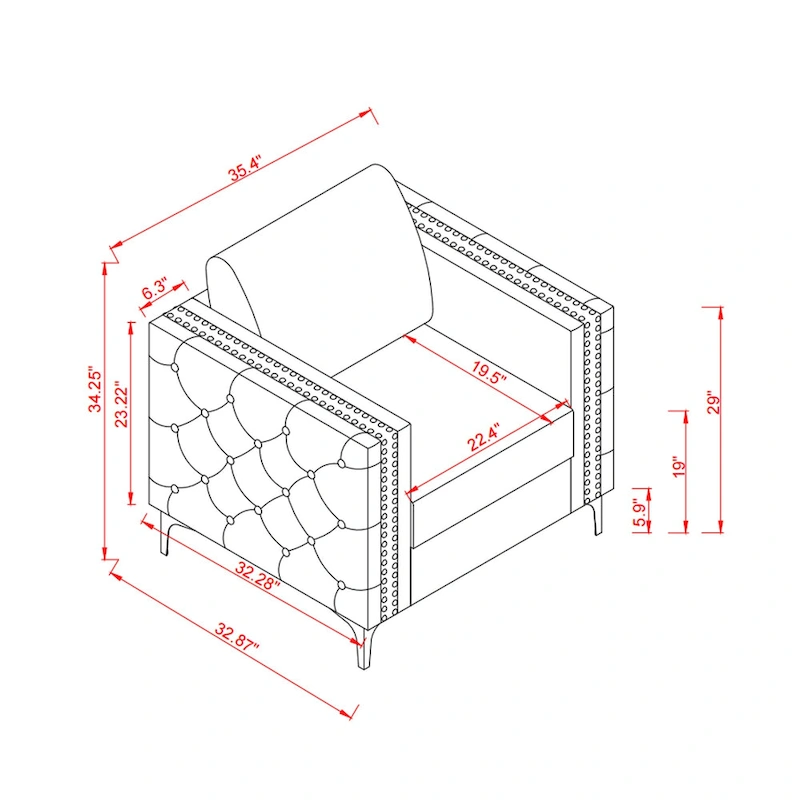 Khaki 35.4 Button Tufted Arm Chair