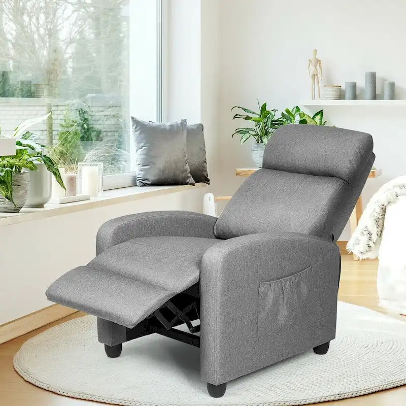 Massage Recliner Chair Single Sofa Padded Seat w/ Footrest