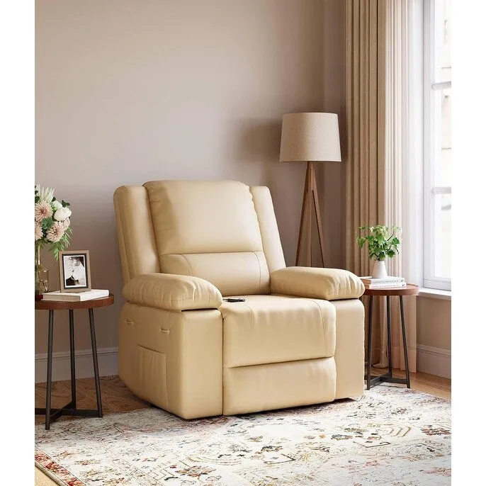 Leather Power Lift Recliner with Heat & Massage