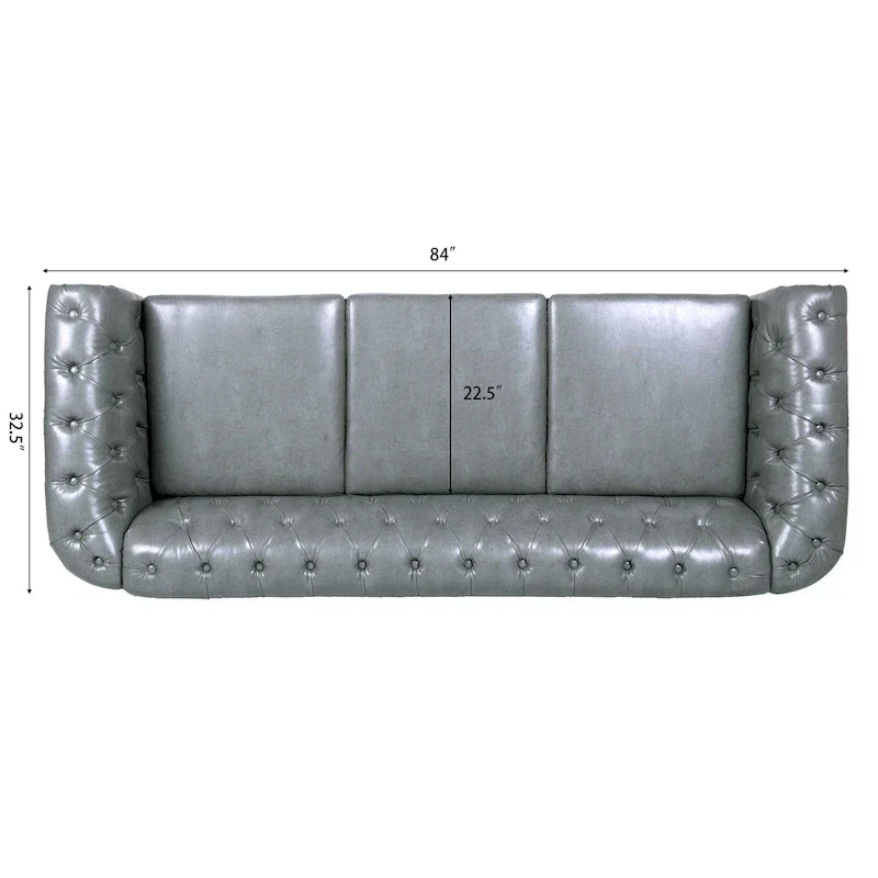 84.65 Rolled Arm Chesterfield 3 Seater Sofa