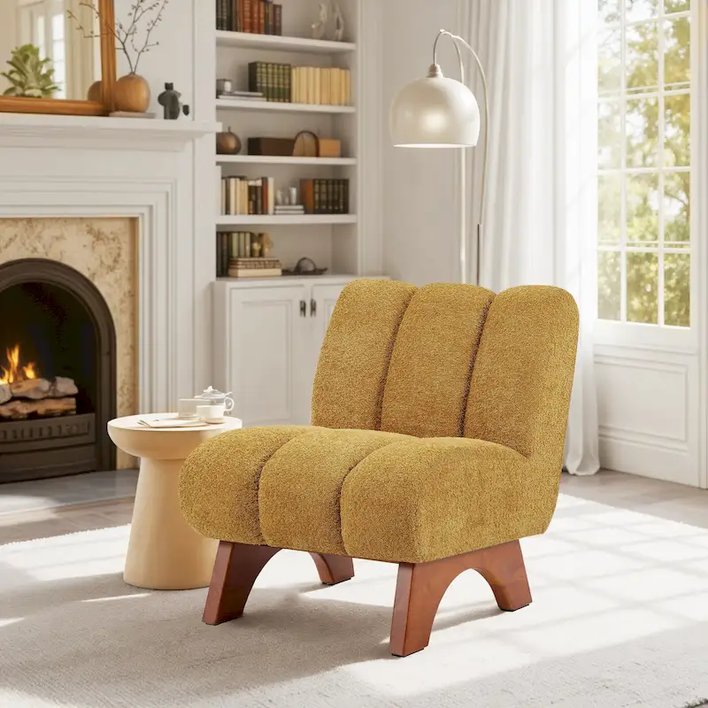 Art Leon Modern Wood and Fabric Accent Sofa Chair