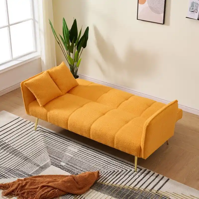 79.92 Teddy Velvet Upholstered Sofa Bed with Adjustable Back and Armrests