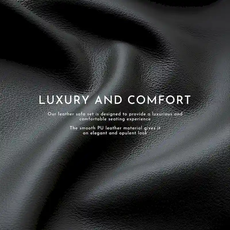 3 Piece Faux Leather Manual Reclining Livingroom Sofa Set with Dropdown Table and Console