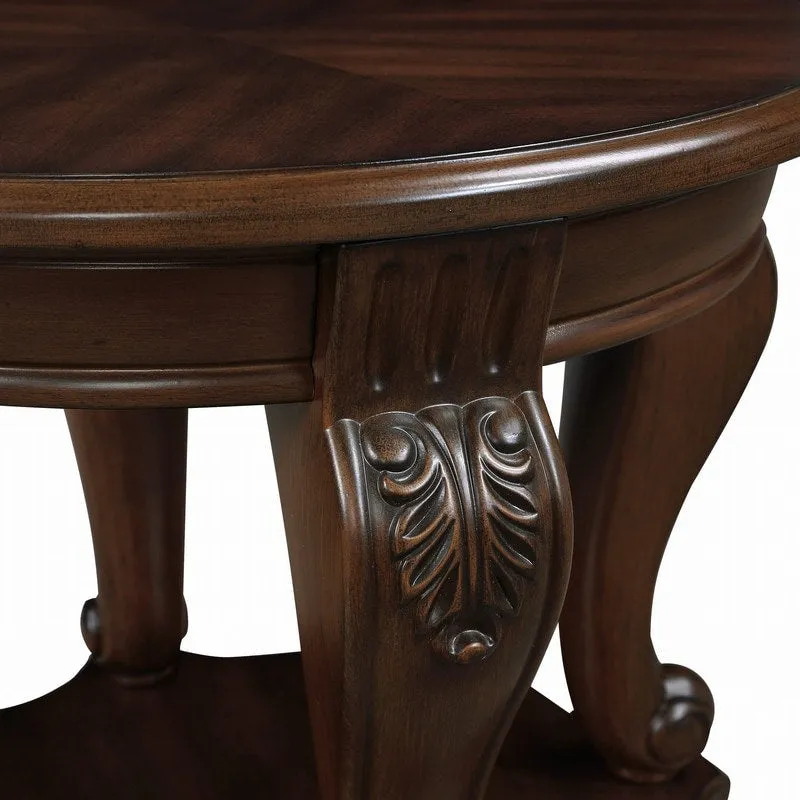 22-Inch Round End Table with Lower Shelf