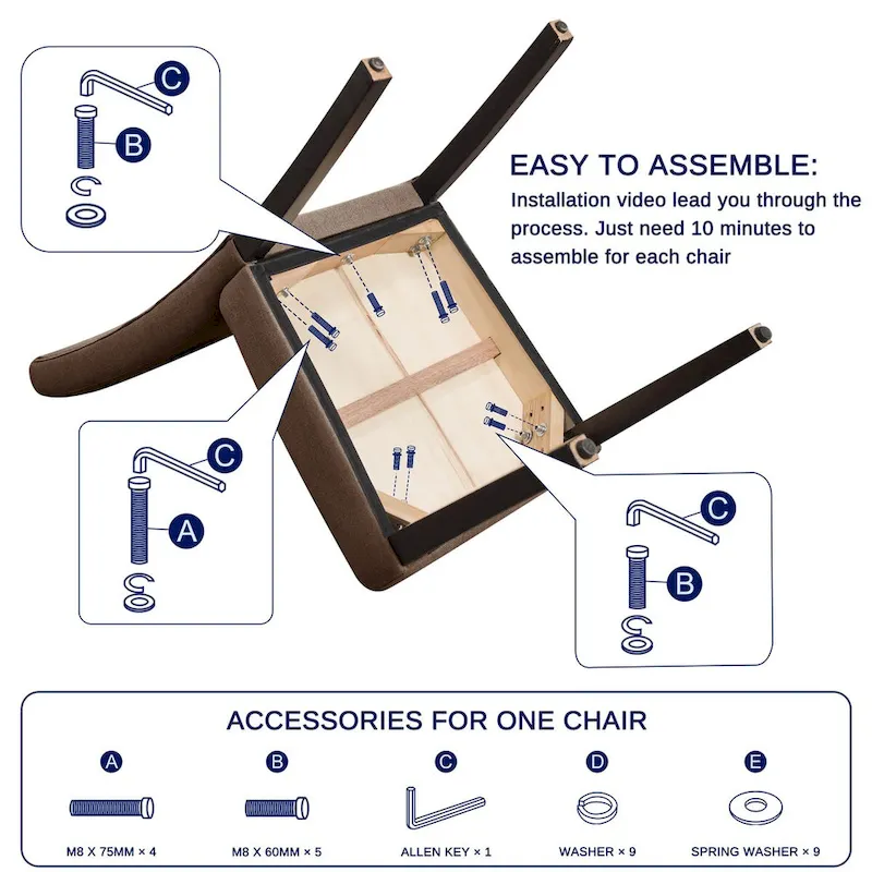 Subrtex Linen Parsons Upholstered Button Dining Chair (2-Pack)