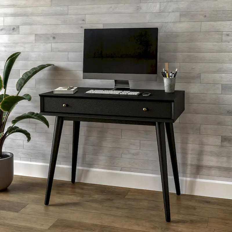 Mid-Century Solid Wood Desk with Drawer