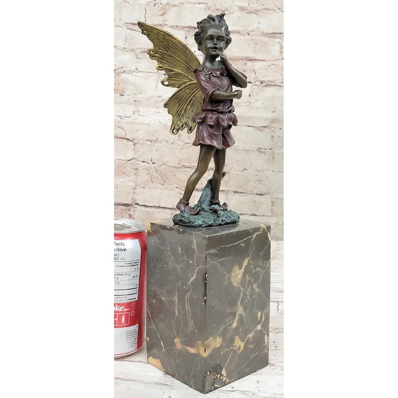 Very Beautifully Detailed Fairy Pure Hotcast Bronze Statue Signed No Reserve