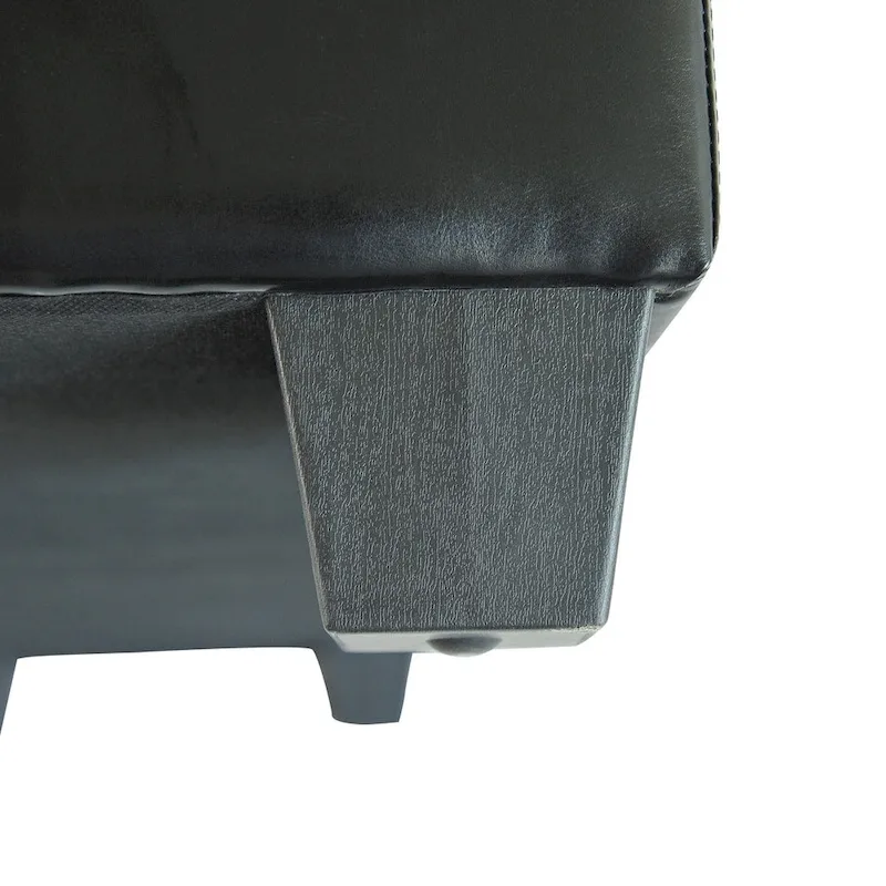 Porch & Den Pickard Black Faux Leather Storage Ottoman Bench