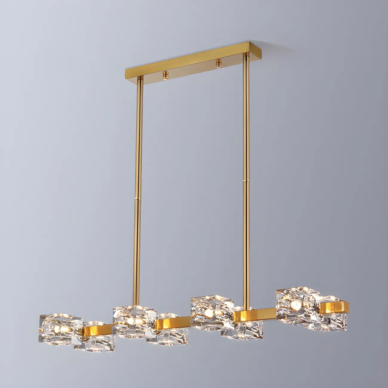 Adjustable Gold/Black Rectangle Crystal Island Chandelier