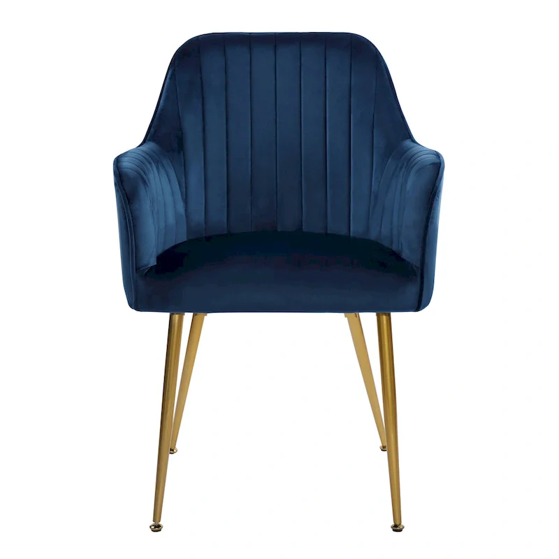 Velvet Accent Dining Chairs with Gold Metal Legs Set of 2