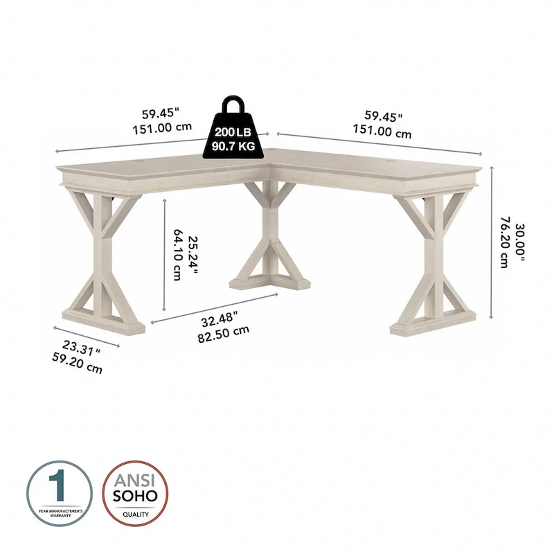 Homestead 60W Farmhouse L Shaped Desk by Bush Furniture