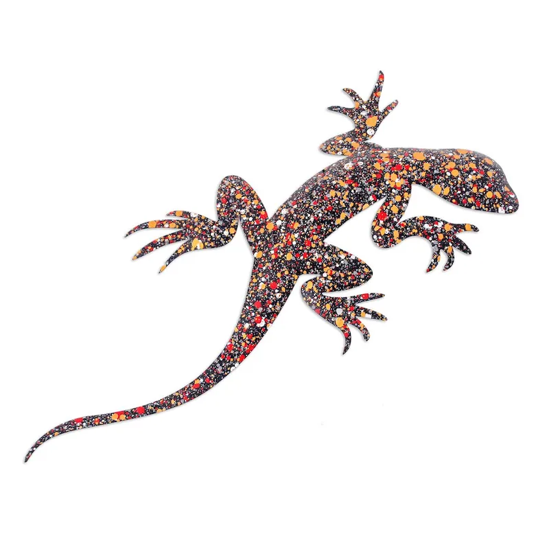 Novica Handmade Festive Salamander Iron Wall Art