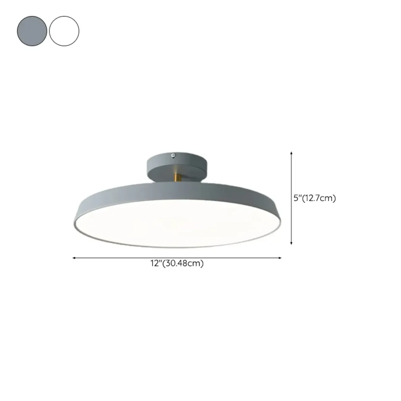 Modern Grey Round Dimmable Semi Flush LED Ceiling Light