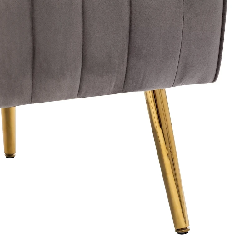 Velvet Comfy Accent Chair Cozy Arm Chair with Wingback and Gold Metal Legs