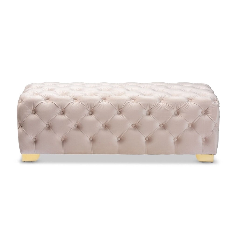 Gracewood Hollow Solanki Velvet Fabric Ottoman Bench