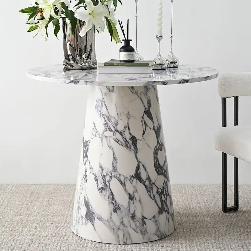 35 Faux Marble Small Round Pedestal Dining Table