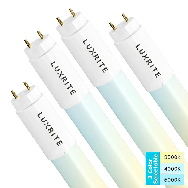 Luxrite 2FT T8 LED Tube Light, 8W=17W, 3 Color Option, Single and Double End Powered, 960 Lumens, UL, DLC (4 Pack) - 4