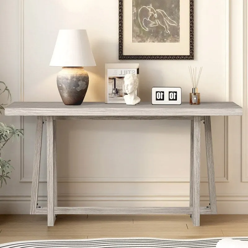 Stylish 60 Console Table, Rectangular Outdoor Entryway Table with Sturdy Construction for Hall Use