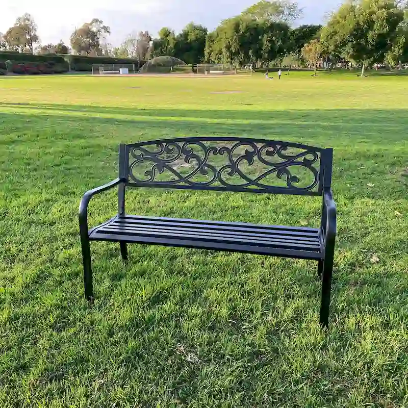 Lotus Home Metal Garden Bench - 34  H x 50  W x 24  D