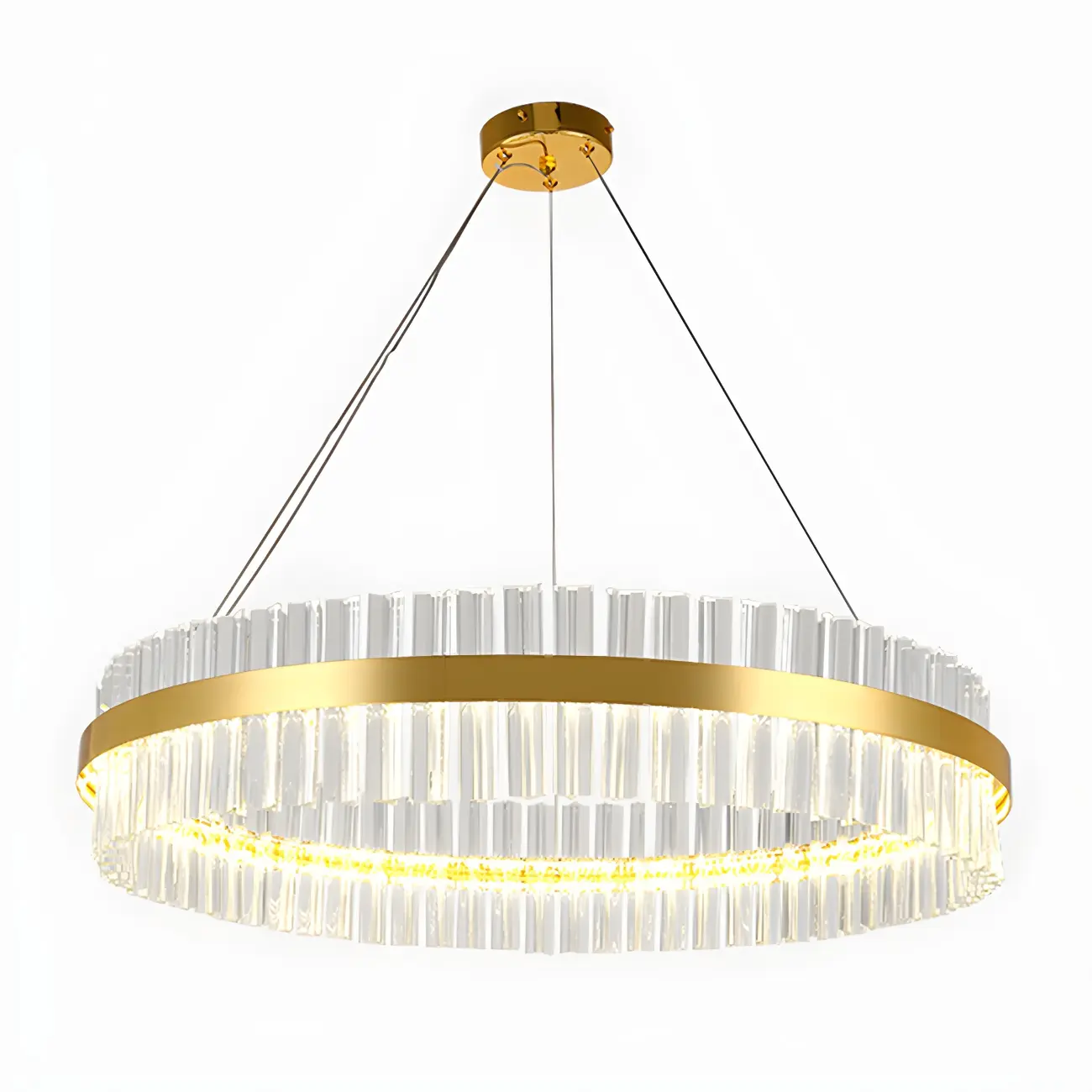 Modern Brass Round Crystal Island Chandelier
