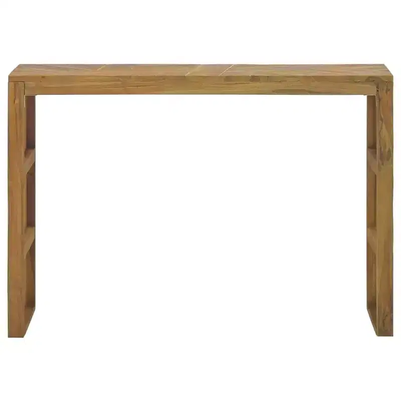 Solid Teak Wood Console Table, Rustic Erosion Finish, 43.3
