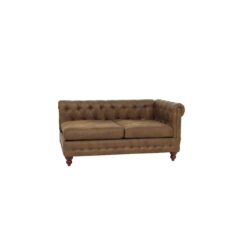 Reversible One Arm Loveseat Dark Coffee Breathable Leatherette Tufted 1Pc Couch Living Room Furniture