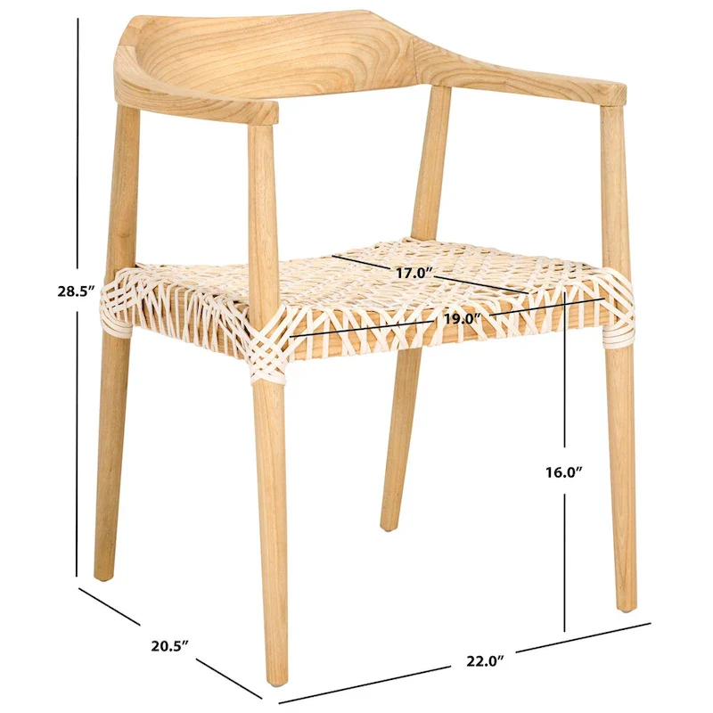 Woven Leather & Solid Wood Accent Chair (Fully Assembled) - 22 W x 20.5 L x 28.5 H