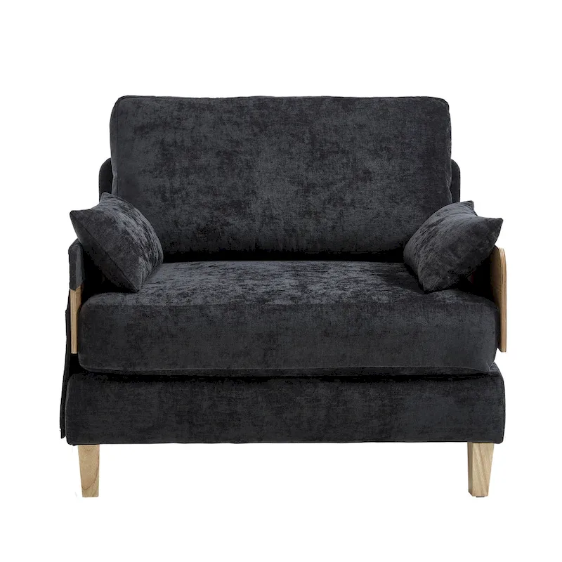 Chenille Upholstered 3-in-1 Convertible Sleeper Foldable Sofa Bed Recliner Chair with 3 Pillows