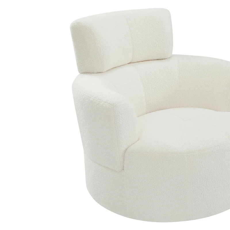 Polyester Barrel Swivel Chair with 360 Rotation, and Adjustable Headrest & Berber Fleece Upholstery - 320lb Capacity