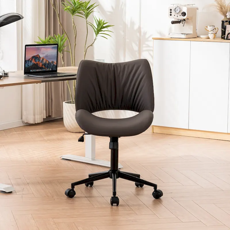 Swivel Armless Ergonomic Office Chair with Wheels