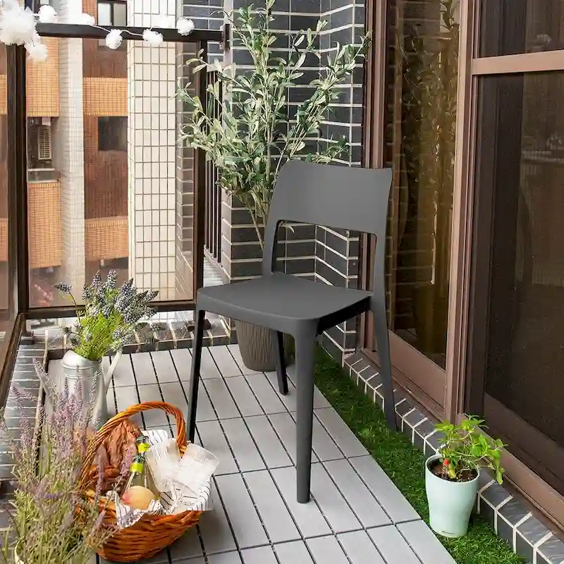 La Vie Resin Stackable All Weather Armless Chair, Set of 2