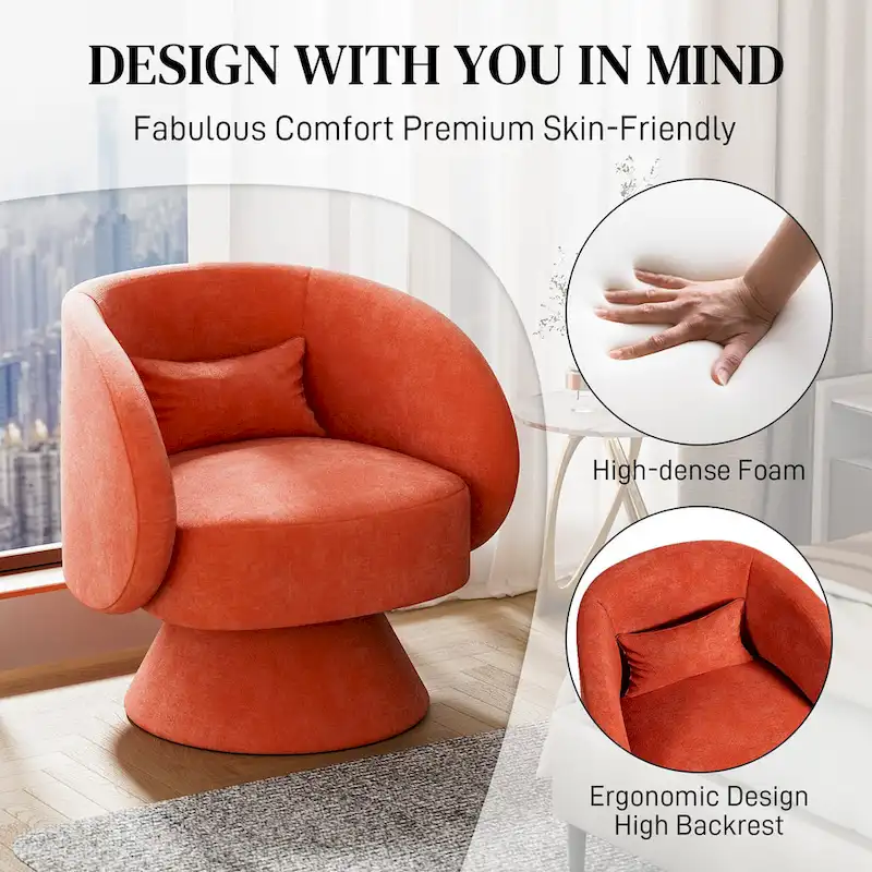 Ouyessir 360 Degree Modern Swivel Cuddle Barrel Sofa Chairs