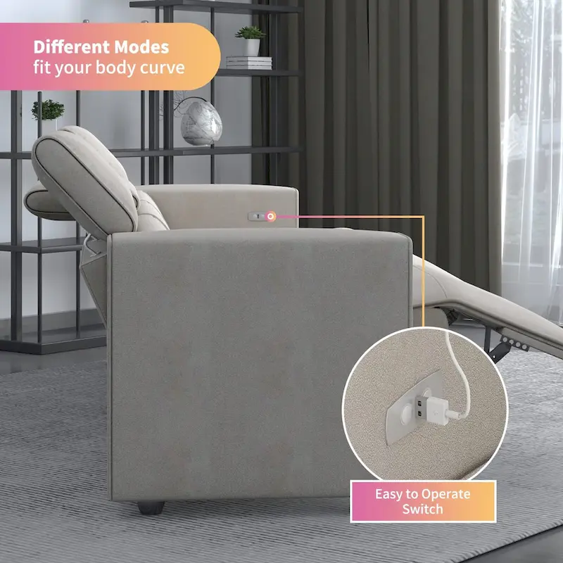 Mixoy Power Reclining Sofa, Faux Leather Electic Sofa Recliner,Theater Seating Furniture with USB Charging Station