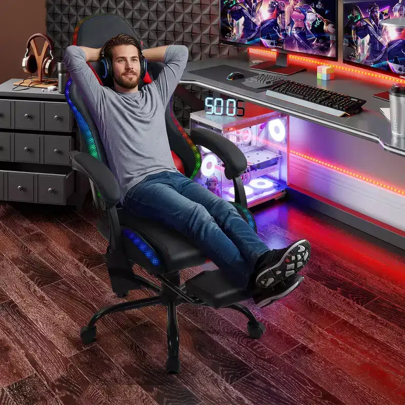 EROMMY Gaming Chair With Massager & Footrest