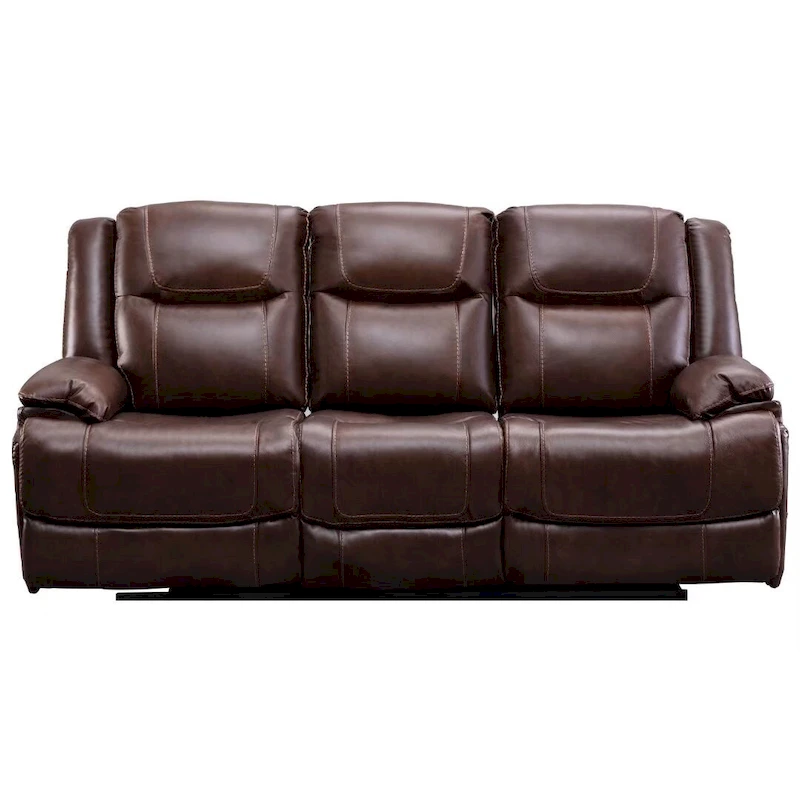 Genuine Leather Mid-century Modern Style Manual Recliners Sofa Set