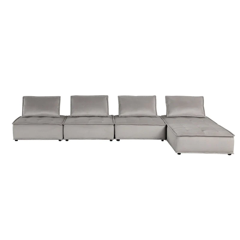 5 Piece Velvet Modular Sectional Sofa with Ottoman