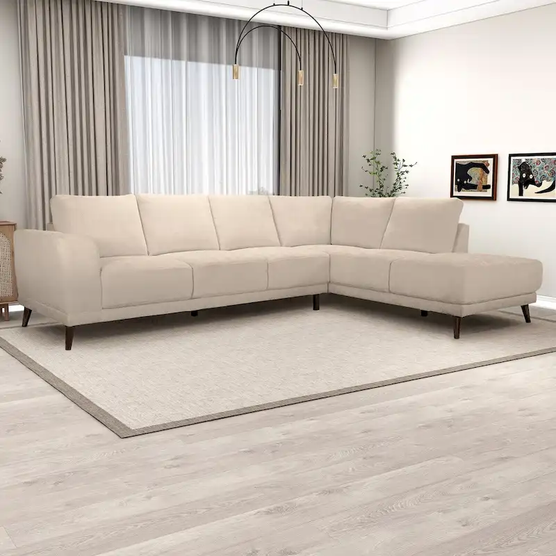 Cozy Nook Mid-Century Modern Performance Fabric Sectional Sofa