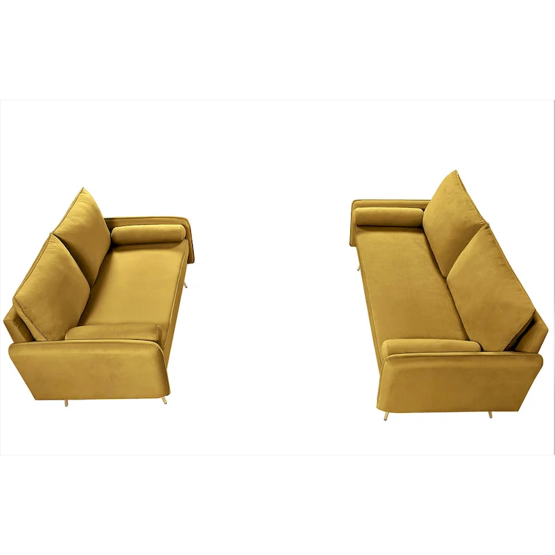 Mid-Century Modern Velvet 2-Piece Living Room Set