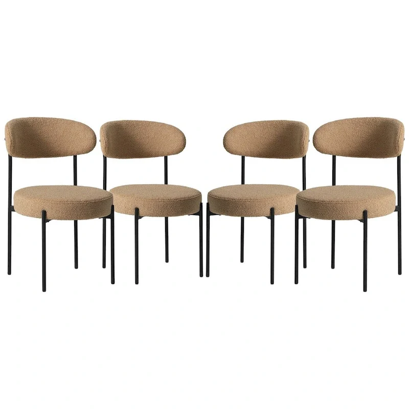 Bayville Mid-Century Curved Back Fabric Upholstered Metal Dining Chair (Set of 4)