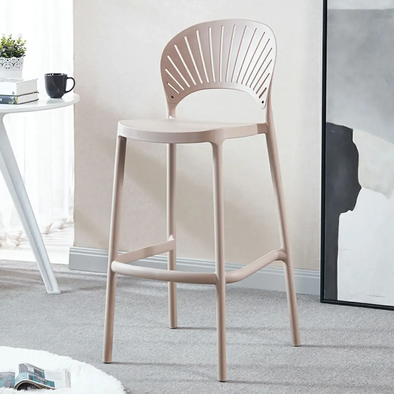 Modern Saddle Plastic Stackable Low Back Bar Height Stools