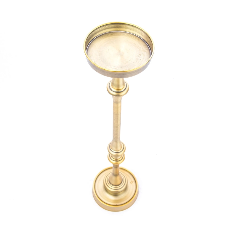 Glam 6in. Round Pedestal Martini SideTable, Brass