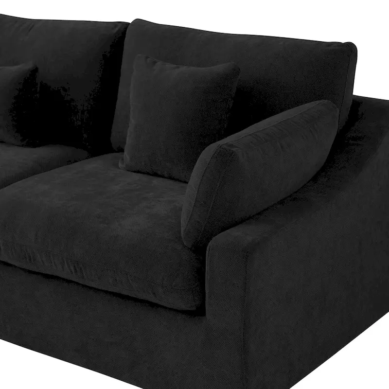 Modern Comfy Linen Sectional Sofa 3-Seater Down Filled Cloud Couch