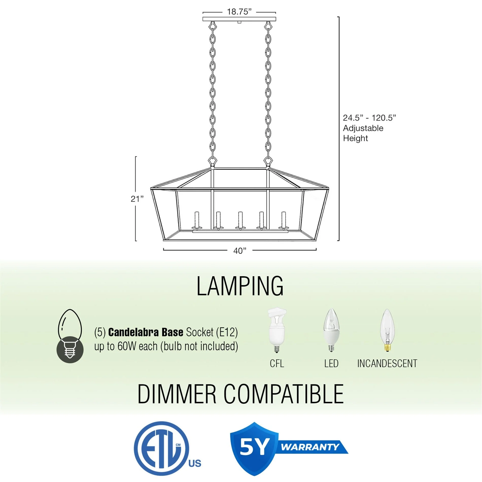 Burke 40 5-Light Large Modern Lantern Island Light
