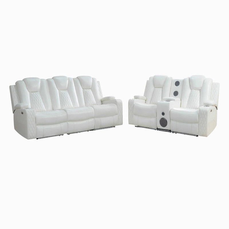 Deluxe Theater-Style Reclining Sofa Set with Power Recline, LED Lights, Wireless Charging and bluetooth Speaker