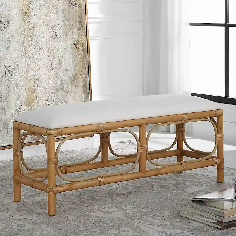 Rattan Wrapped Rectangular Bench - 48